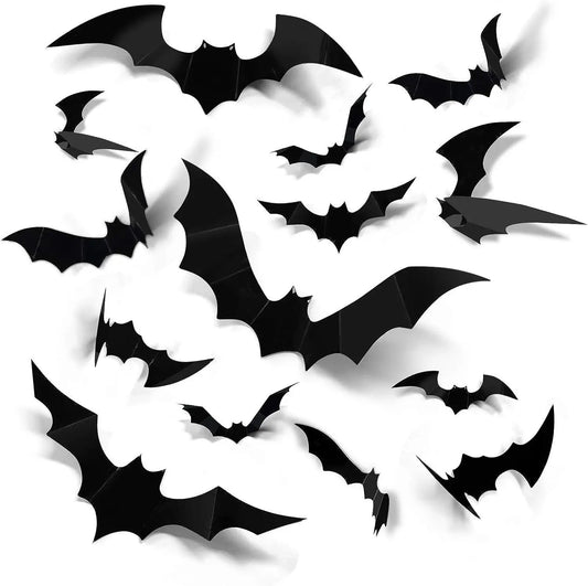 12pcs Halloween Decoration 3d Bat Wall Stickers Decoration Furniture Windows Yard Logo Outdoor Lawn Ghost Party Decor 1