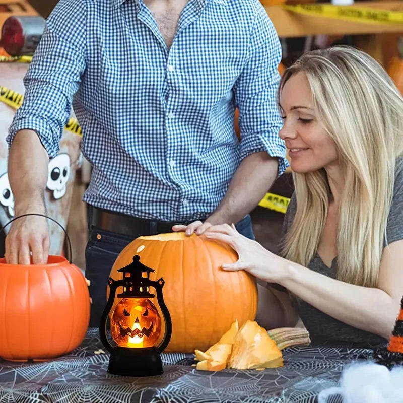 Halloween Pumpkin Lights Decorative Kerosene Lanterns LED Handheld Lamp Pumpkin for Table Camping Garden Yard Decorations