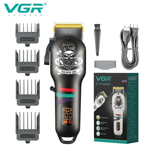 VGR Hair Clipper Electric Hair Cutting Machine Professional Barber Cordless Hair Trimmer Digital Display Clipper for Men V-699