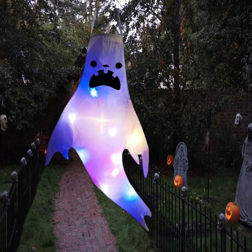 Halloween LED Large Outdoor Lights Hanging Ghost Lights Halloween Party Decoration Glow Ghost Lights Horror Props Bar Home Decor