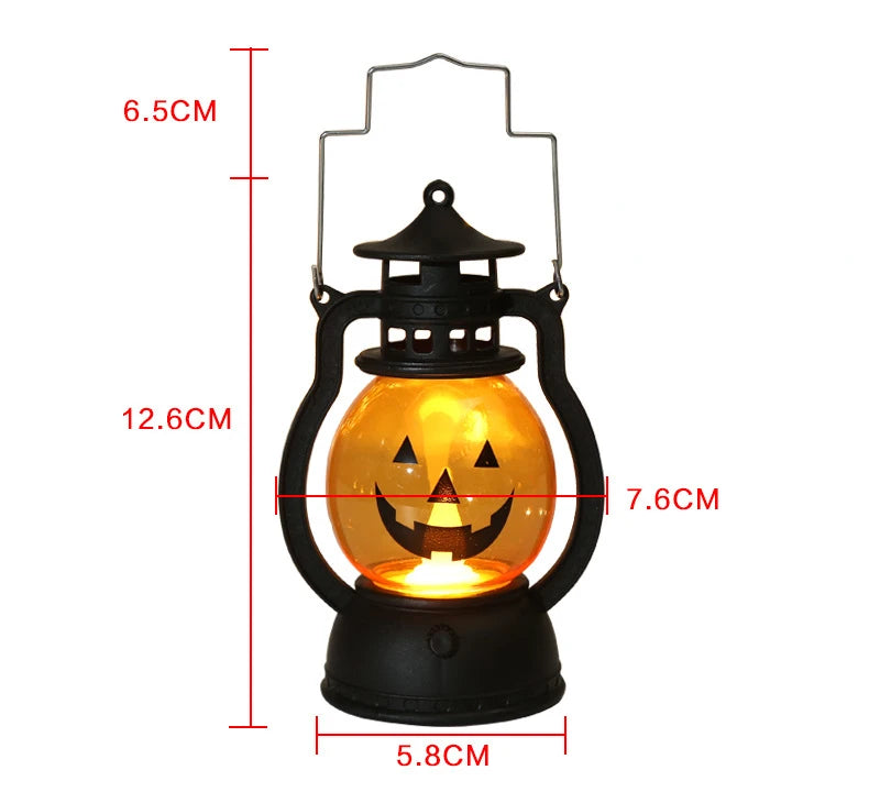 LED Halloween Pumpkin Lamp Portable Lamp Candle Lamp Vintage Small Oil Lamp Halloween Party Home Decoration Horror Props