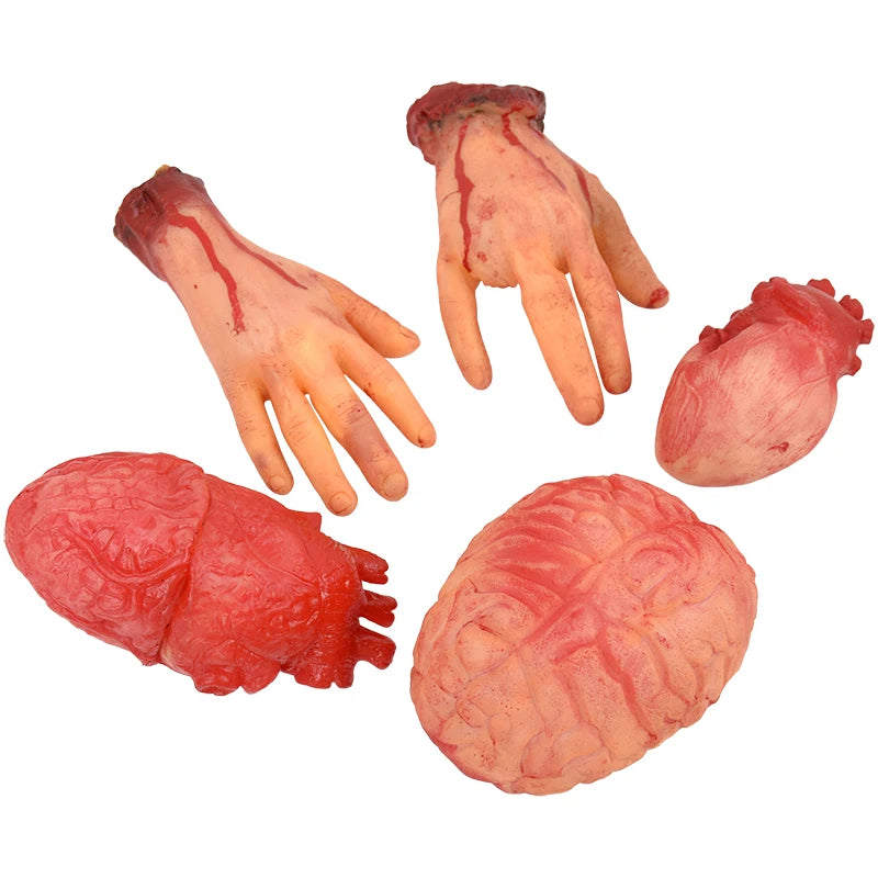 2024 Halloween Fake Human Arm Plastic Hands Foot Bloody Dead Body Parts Outdoor Haunted House Scary Props Halloween Decorations