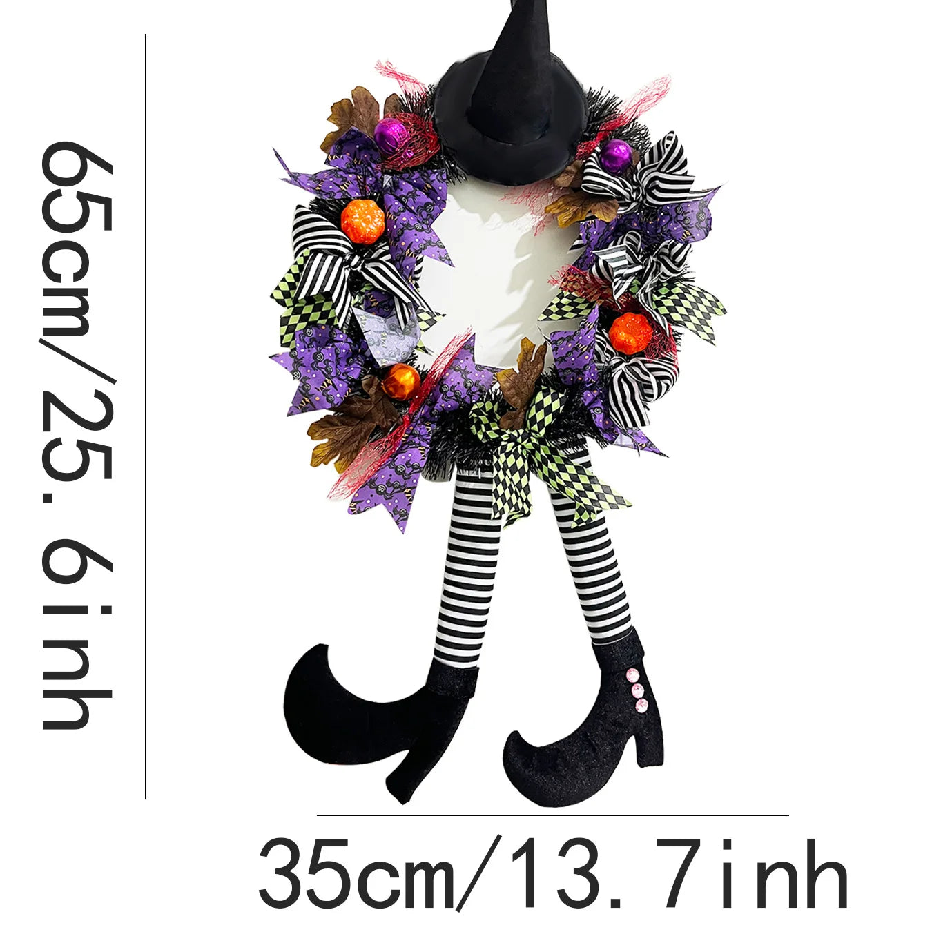 Halloween Wreath Long Legged Witch Wall Hanging Front Door Decorative Indoor Outdoor Decoration Pendant