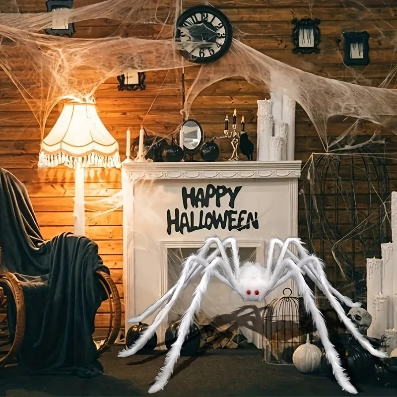 Halloween Party Big Plush Spider Horror Halloween Decoration Party Prop Outdoor Truly Terrifying White Giant Spider Plush Prop