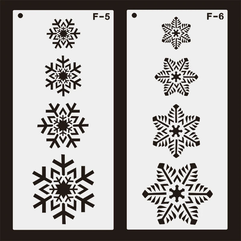 6pcs Christmas Footprint Snowflake Stencil Santa Claus Footprint Painting Template Scrapbook Coloring Embossing Album Xmas Decor