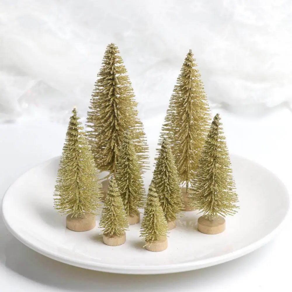 Christmas Tree 8Pcs Mini Christmas Trees Snowy Pine Xmas Party Ornament Holiday Decoration