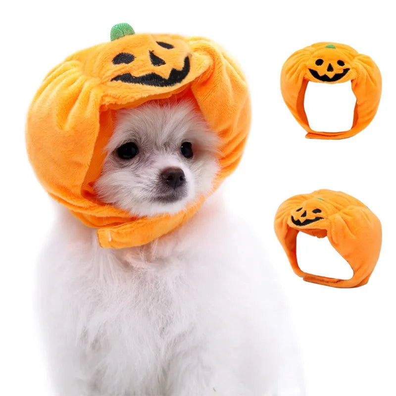 Cute Pet Pumpkin Hat Halloween Pet Dog Cat Hat Dress Up Headdress Small Dog Cat Cosplay Costume Funny Party