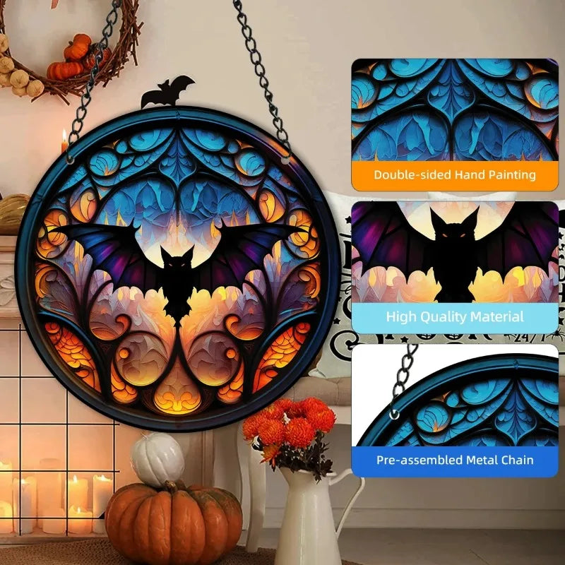 Halloween Bat Acrylic Suncatcher Window Hangings Ornaments Wall Art for Party Home Outdoor Indoor Decoration Children's Jewelry