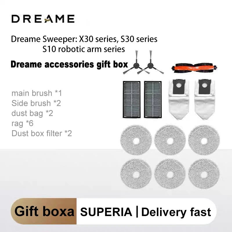 Original gift box Dreame X30 Ultra, X30 Pro for Xiaomi Mijia M30S D103CN Main Side Brush Filter Mop Dust Bag Accessories