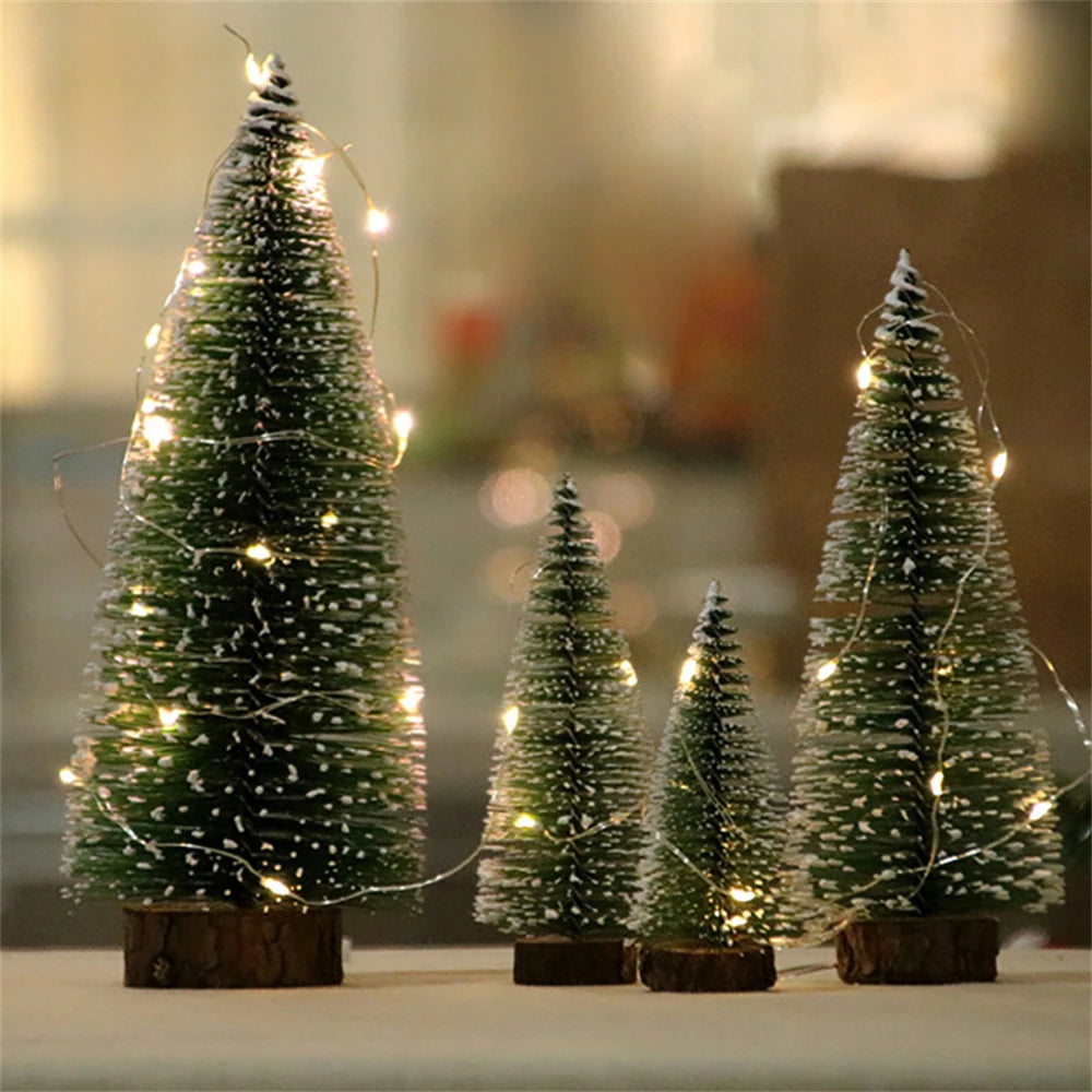 Creative Mini Christmas Tree Artificial Snow Simulation Frost Pine Tree Desktop Decorative Supply Christmas Ornaments Decoration