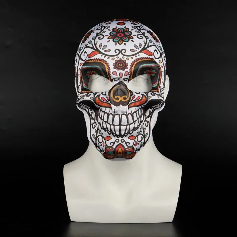 2023 Masks Mexican Day of The Dead Skull Mask Cosplay Halloween Skeletons Print Masks Dress Up Purim Party Costume Prop