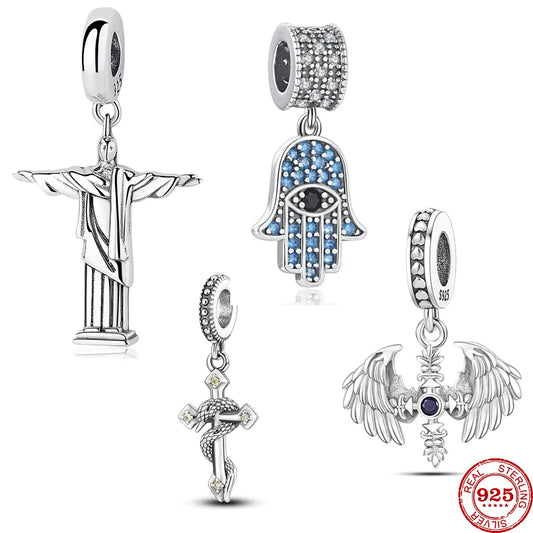 New 925 Sterling Silver Christ of Rio de Janeiro Charm Pendant Dangle Bead fit Original Bracelet Trinket For Women