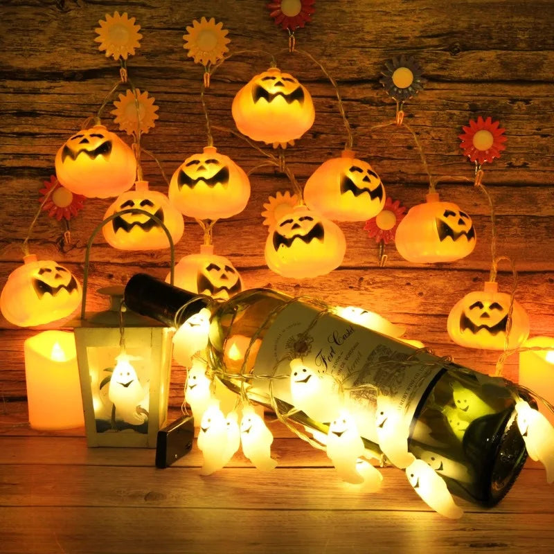 150CM 10LED Halloween LED String Lights Glow Ghost Skeletons Pumpkin For Home Decor Outdoor Halloween Party Decoration Supplies