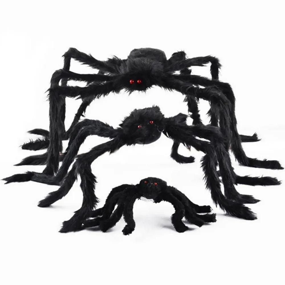 30-200CM Black Scary Giant Spider Huge Spider Web Halloween Decor for Home Bar Haunted House Props Holiday Party Outdoor Decor