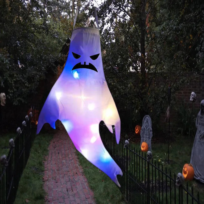 Halloween LED Large Outdoor Lights Hanging Ghost Lights Halloween Party Decoration Glow Ghost Lights Horror Props Bar Home Decor