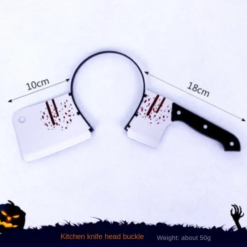 Halloween Horror Props Blood Fake Ax Saws Knife Headband for Halloween Party Masquerade Mischief Props Decoration Supplies