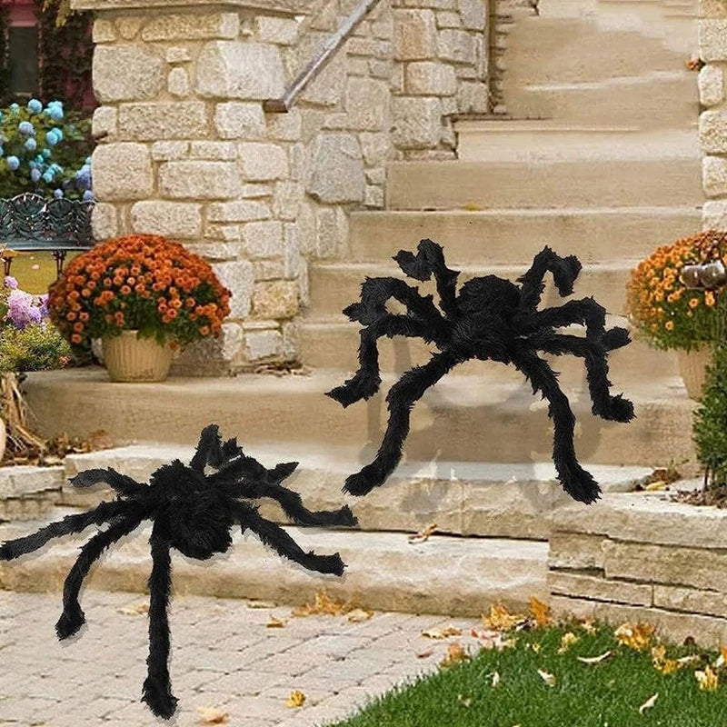 Halloween Spider Decoration Outdoor Black Soft Hairy Scary Spider Realistic Large Spider Props for Home Yard Party Decoration