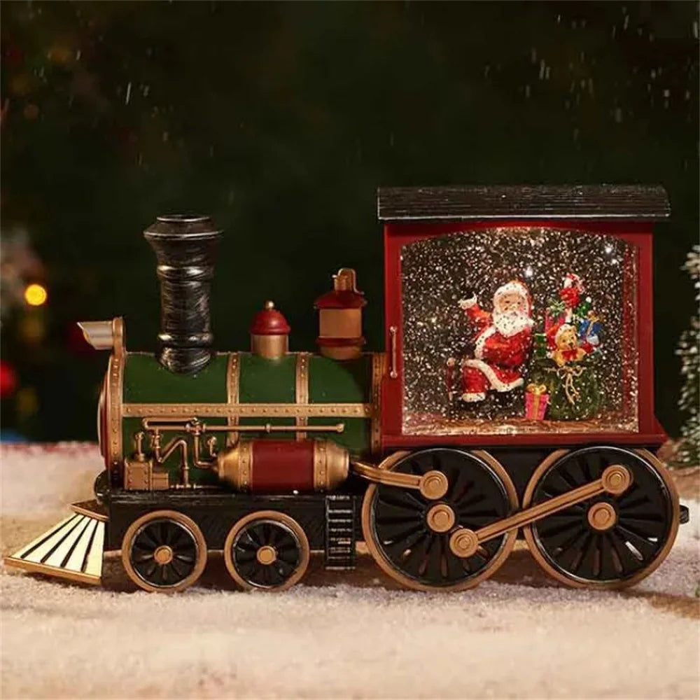 2024 Christmas Gift Train Crystal Ball Ornament Christmas Gift Christmas Eve Decoration Lighting Train Box CrystalBall Ornaments