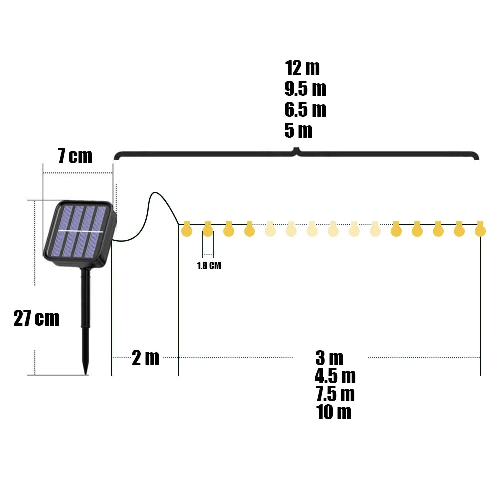 Frosted Globe Solar String Lights 100 LED IP65 Outdoor Fairy Light For Halloween Christmas Party Garden Decoration 8 Modes