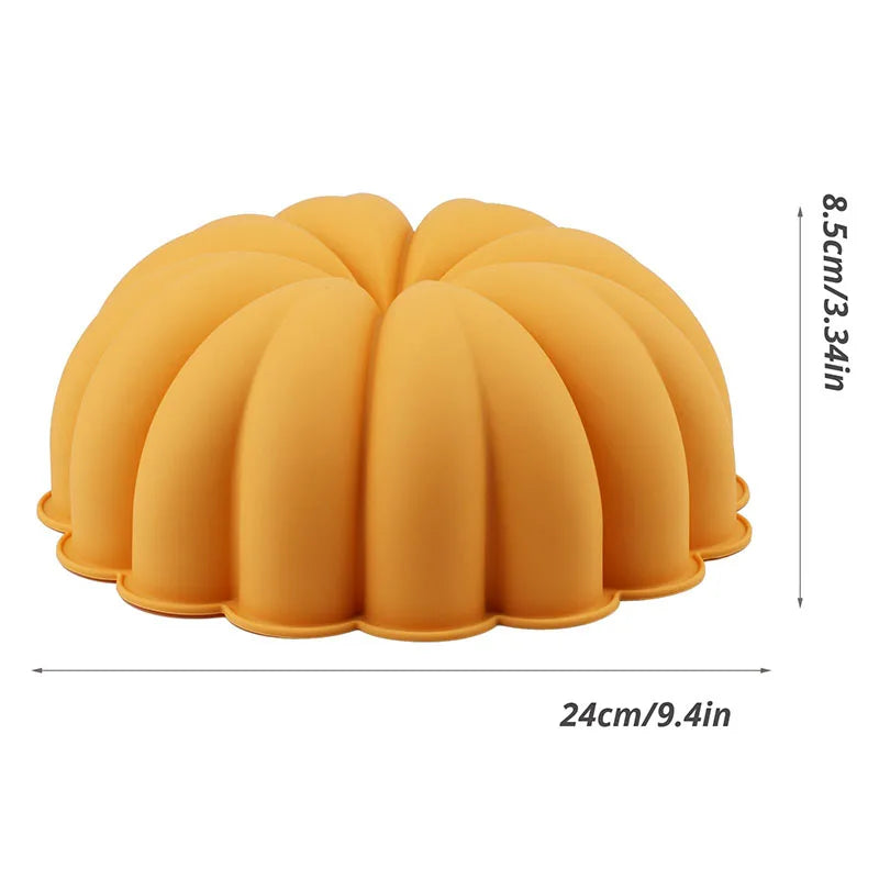 Large 9 Inch Cake Pan Fall Silicone Mold Halloween Pumpkin Shaped Mould Thanksgiving Harvest Baking Cookie Candle Epoxy Mold