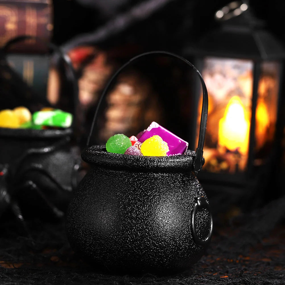 12pcs Halloween Candy Bucket for kids Hallowen Party Gift Buckets Holder Cauldron Black Witch Small Prop Kettle Hallowen Decor