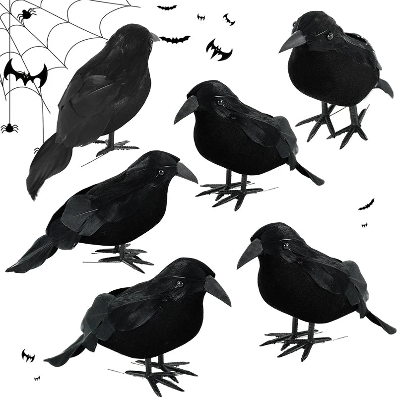 Halloween Decoration Black Crow Model Scary Props Halloween Party Home Garden Indoor Outdoor Decor Simulation Fake Bird Pigeon