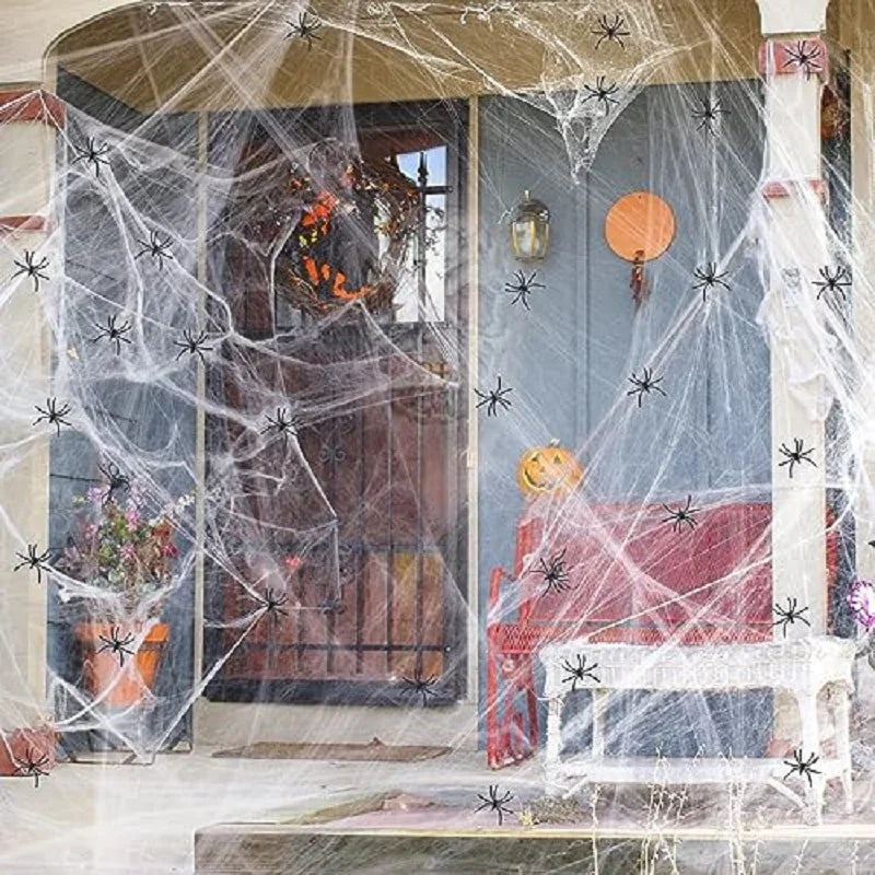 Halloween Spider Web Decorations Halloween Decorations Outdoor Large Stretch Spider Web Cobwebs Indoor