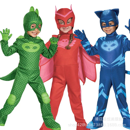 cosplay Blue Pajama Boys Girls Anime Hero Costume with Mask Cosplay Clothe Suit Child Halloween costume Birthday Party Kids Gift