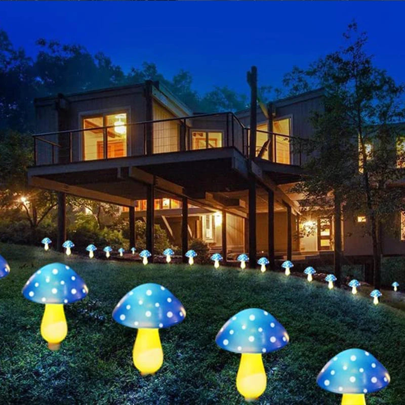 Solar Mushroom Light Garden Outdoor Decor 8 Modes Waterproof Mushroom Lamp Pathway Landscape Yard Easter Halloween Xmas Sunlight