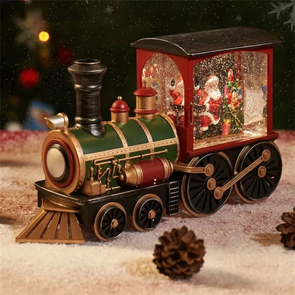 2024 Christmas Gift Train Crystal Ball Ornament Christmas Gift Christmas Eve Decoration Lighting Train Box CrystalBall Ornaments