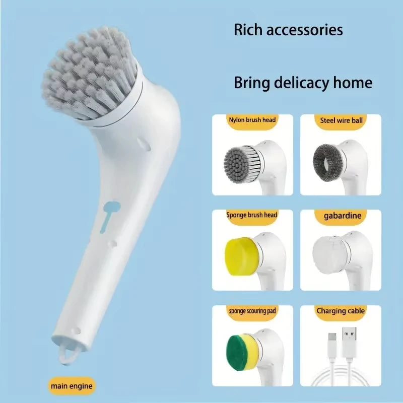 Xiaomi Electric Rotary Cleaning Brush Bathroom Cleaning Brush Powerful Noiseless 5 Replaceable Brush Heads Floor Kitchen