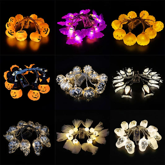 150CM 10LED Halloween LED String Lights Glow Ghost Skeletons Pumpkin For Home Decor Outdoor Halloween Party Decoration Supplies