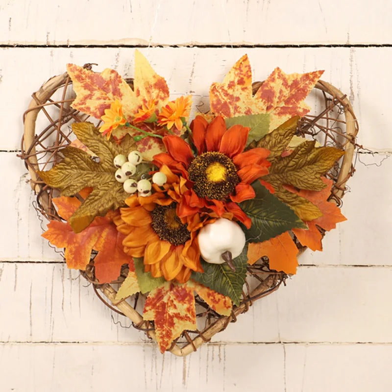 Fall Wreaths Pumpkin Berry Maple Leaf Artificial Wreath Harvest Autumn Door Wreath Christmas Halloween Thanksgiving Home Decor