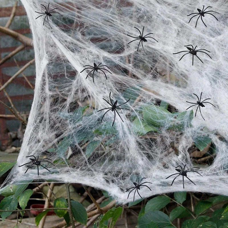 Halloween Decoration Party Accessories Decorations for Events Scream Festa Spider Web Black Outdoor Props Haunted House Spider