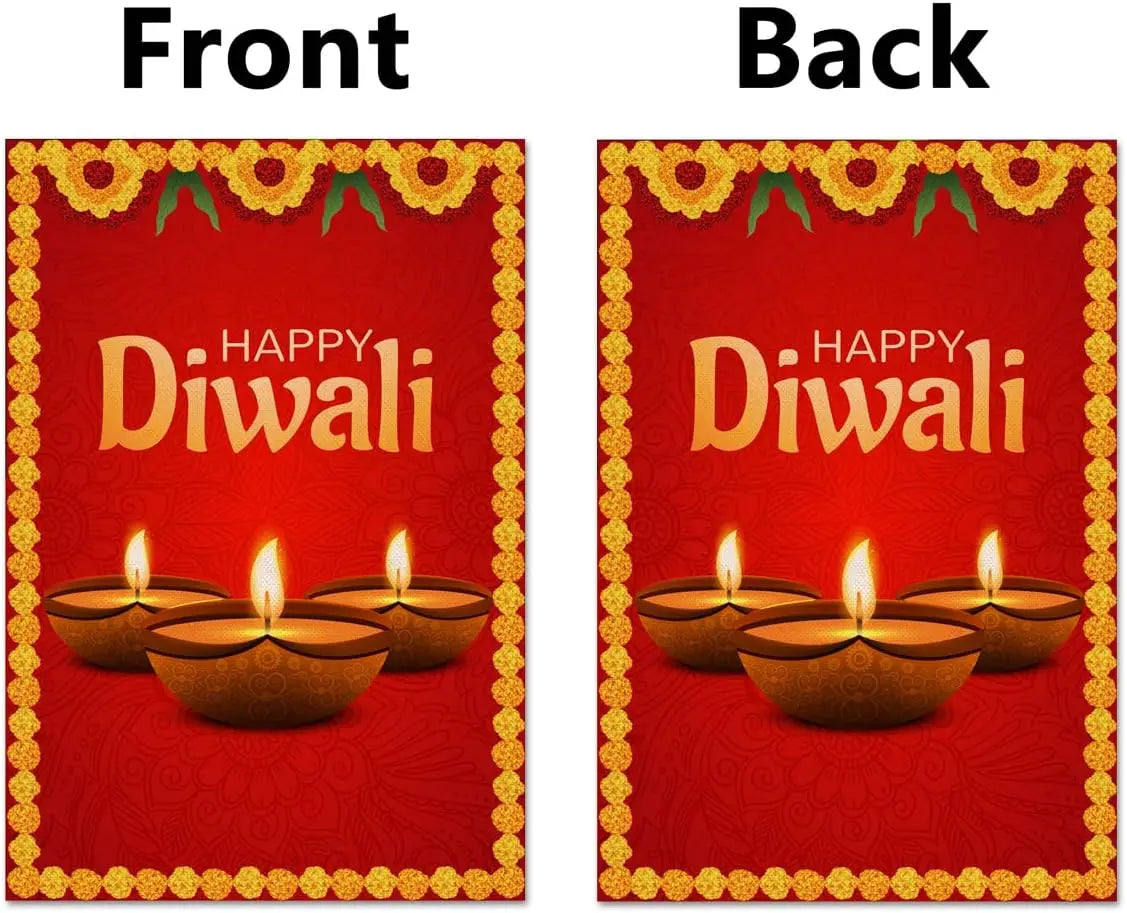 Linen Diwali Garden Flag India Happy Deepavali Festival of Lights Front Yard Porch Outdoor Decoration Sign