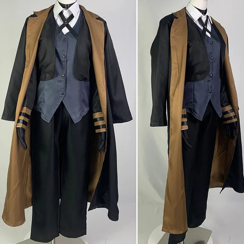 Nakahara Chuuya Cosplay Costume  Include Hat Uniform Trench Coat Pants Big Size Outfits Halloween Party for Comic Con