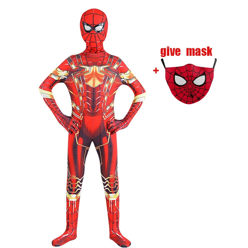 Kids Superhero Spiderman Costume Set 3D Style Halloween Cosplay Bodysuit for Boys and Girls