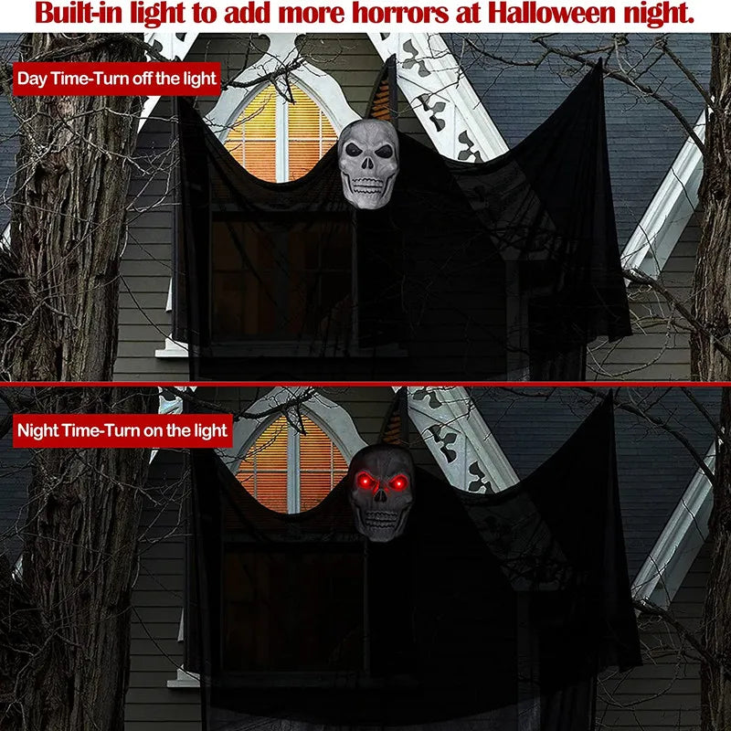 Halloween Hanging Skull Ghost Haunted House Decoration With LED Sound Ghost Ornament Indoor Outdoor Bar Halloween Party Decor