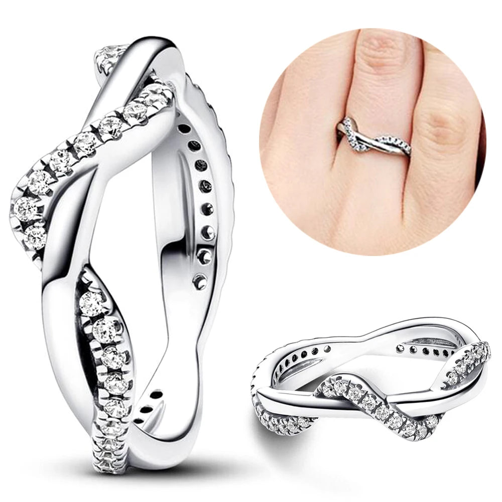 New 925 Sterling Silver Rings Stackable Infinite Heart Daisy Flower for Women Original Silver 925 Wedding Ring Jewelry Gift