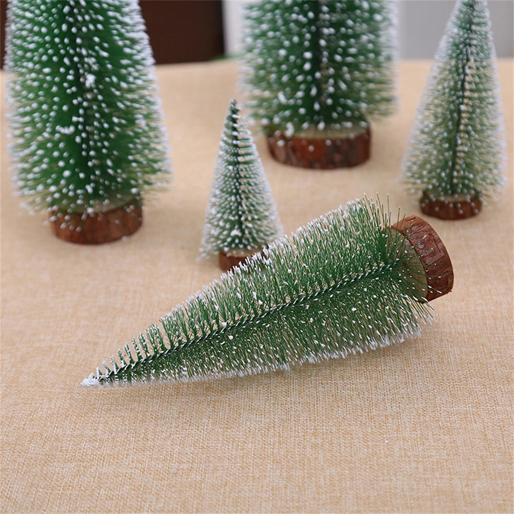 Creative Mini Christmas Tree Artificial Snow Simulation Frost Pine Tree Desktop Decorative Supply Christmas Ornaments Decoration