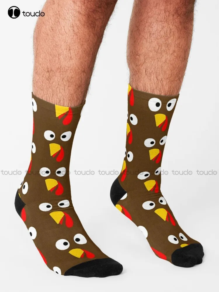 Cute Turkey Thanksgiving Day Halloween Turkey Face Costume Socks Men'S Slipper Socks Comfortable Best Girls Sports Cartoon Girls