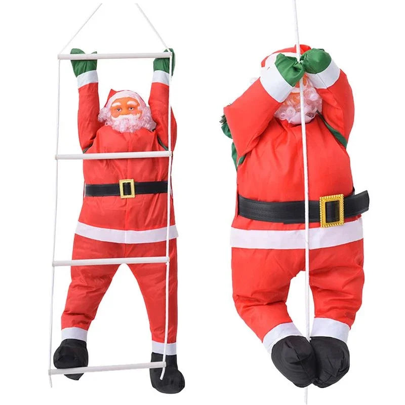 Huge Christmas Santa Claus Climbing Rope Ladder Santa Claus Christmas Tree Decoration Inflation Outdoor Santa Claus Doll Pendant