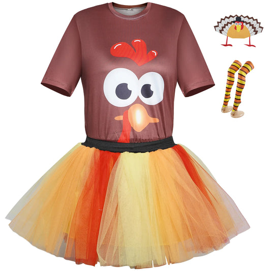 Halloween, Thanksgiving, Party, Turkey Dress, Cos Dress, Festival Performance, Fluffy Dress, Cosplay, Animal Role Playing Dress