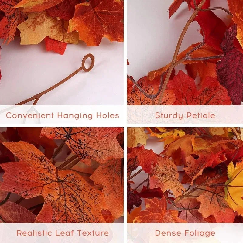 2M Artificial Fall Maple Leaf Garland Fake Plants Autumn Decor Leaves