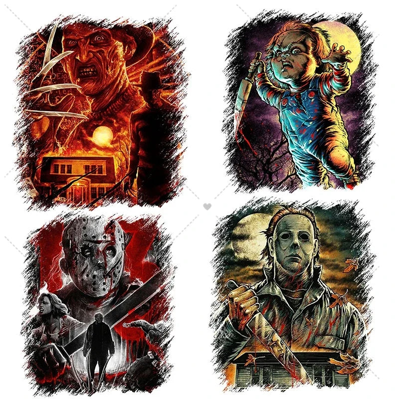 Custom Iron on Decals Fashion Punk Halloween New Arrival Holiday Horror Characters Movies Just Heat Press It