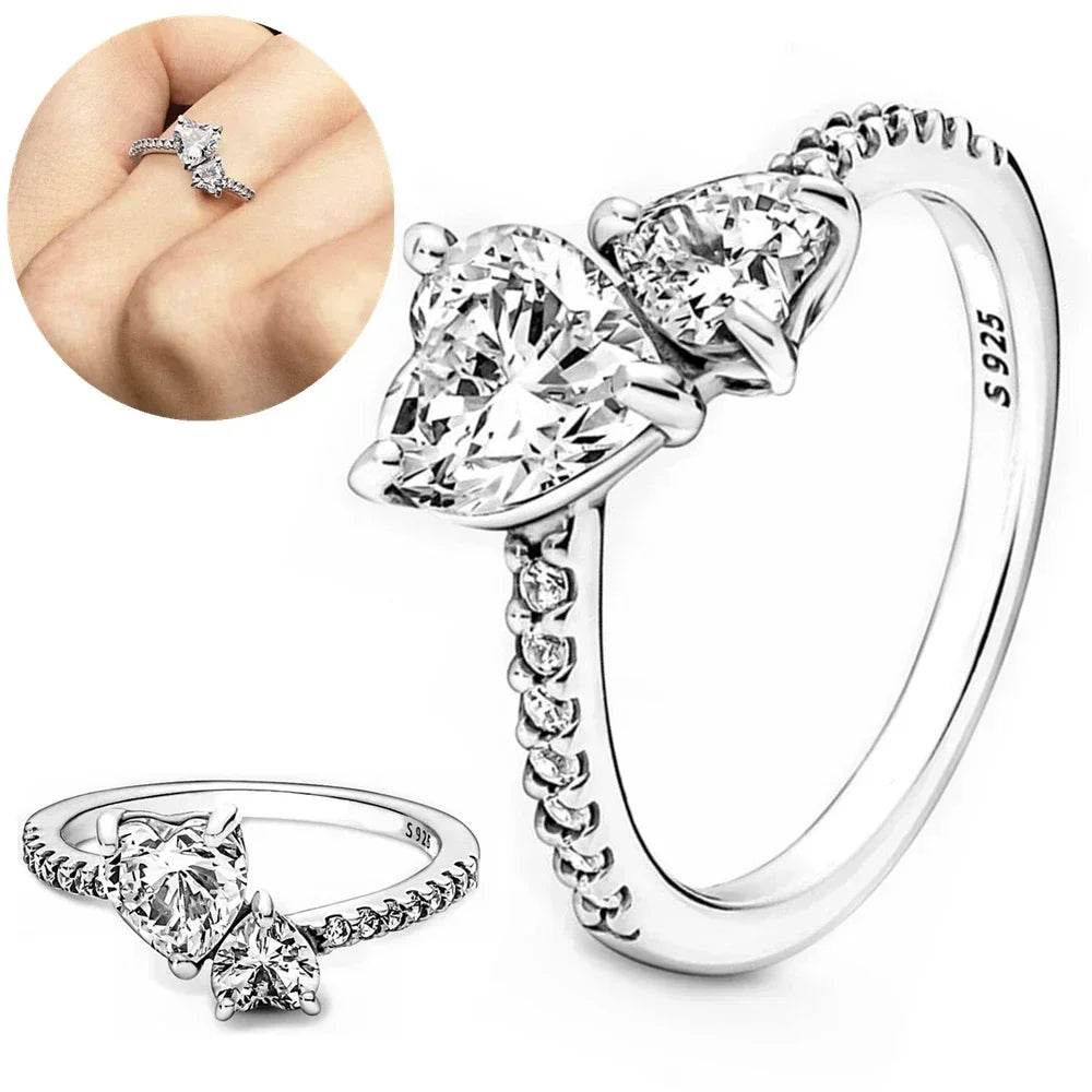 New 925 Sterling Silver Rings Stackable Infinite Heart Daisy Flower for Women Original Silver 925 Wedding Ring Jewelry Gift