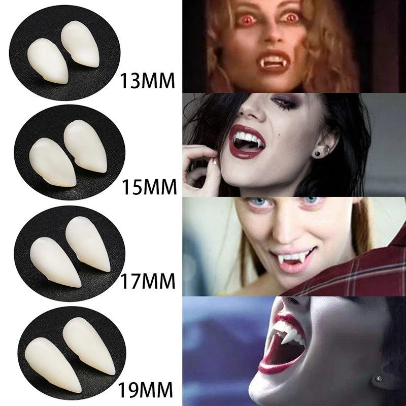 1 Pair Halloween Vampire Teeth Fangs Dentures Prop Party Costume DIY Cosplay Props Fake Teeth Resin Fangs Zombie Masquerade Prop