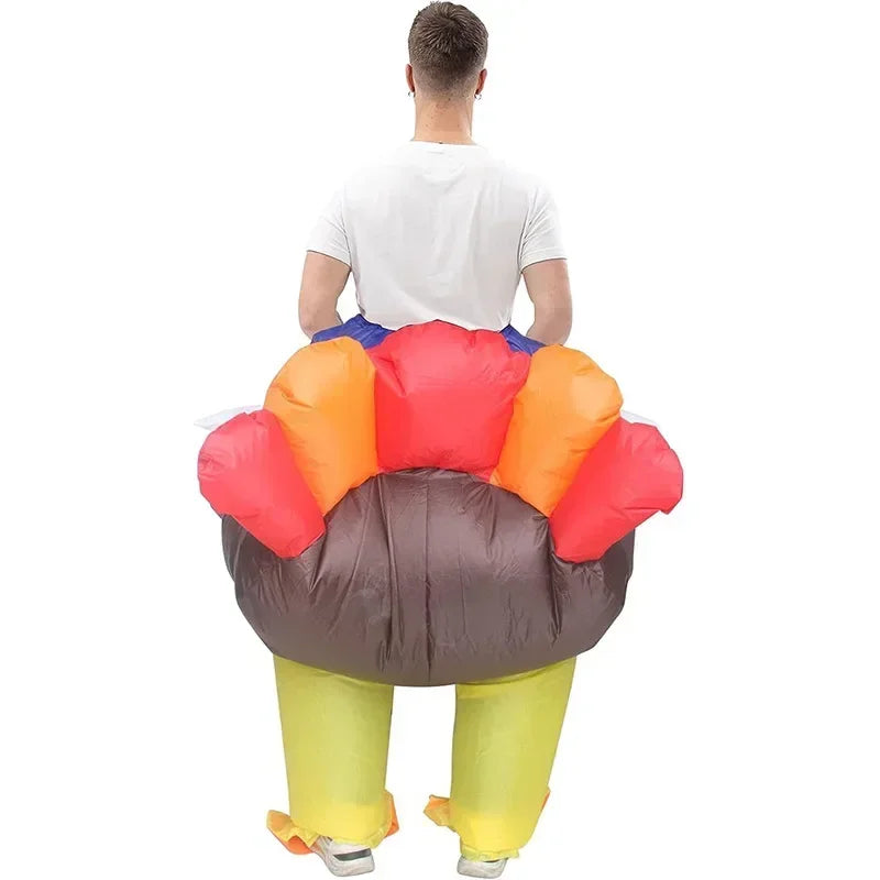 Thanksgiving Party Stage Performance Adult Cosplay Cartoon Horse Riding Gentleman Top Hat Turkey Dress Up Inflatable Costume