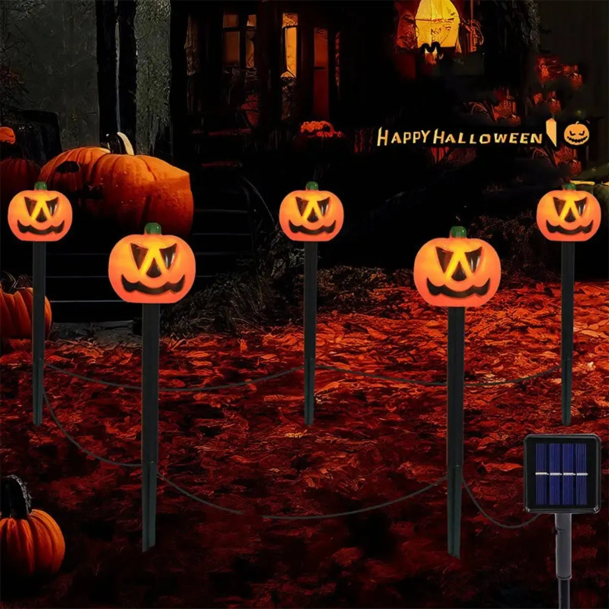 1 Set Halloween Pumpkin Garden Solar Stake Lights Outdoor Waterproof Decorative Pumpkin Lamp Suitable For Halloween Theme Decor