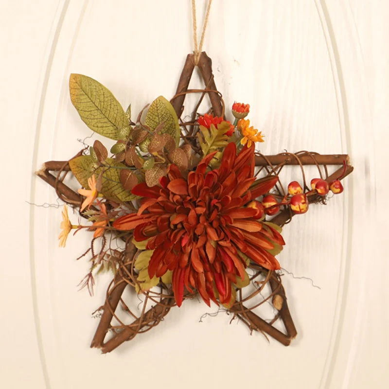 Fall Wreaths Pumpkin Berry Maple Leaf Artificial Wreath Harvest Autumn Door Wreath Christmas Halloween Thanksgiving Home Decor